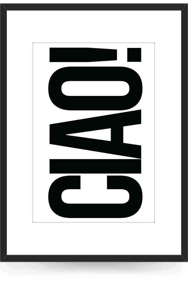 Ciao Typography Retro Poster UK